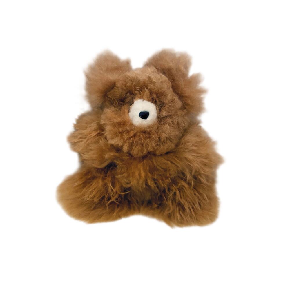 SHUPACA Peruvian Baby Alpaca Wool Teddy Bear Brown 10"